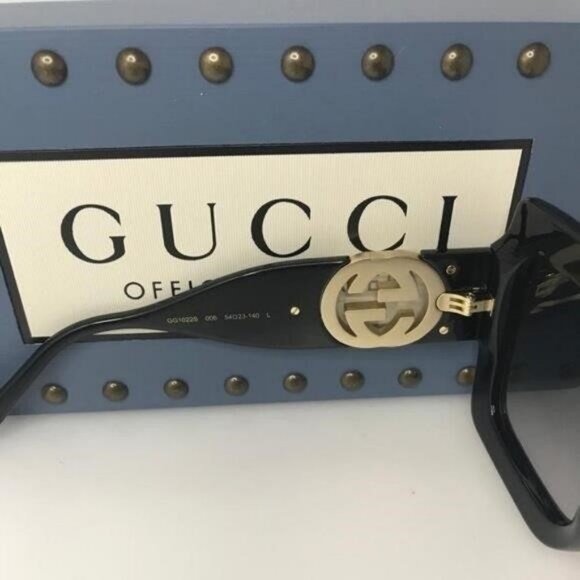New - 💯- GUCCI GG1022 006 54 23 Oversize Black Sunglasses - Picture 10 of 10
